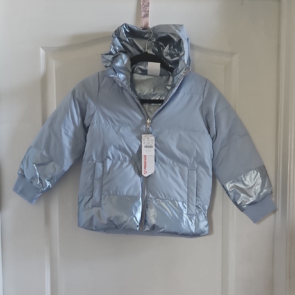 Girls' reversible metallic puffer jacket with PrimaLoft
